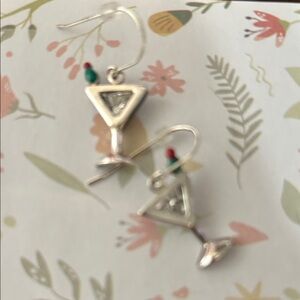 Silver Martini Glass Earrings